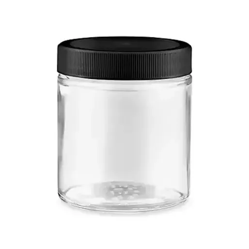 4oz Clear Glass Storage Jar karo Black Screw Tutup